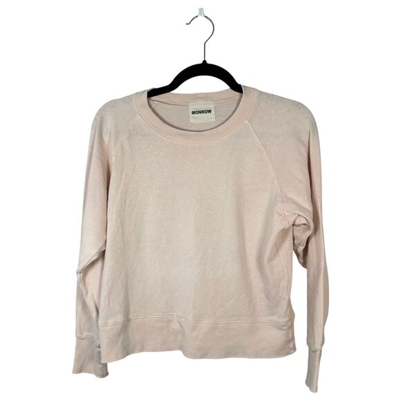 Monrow Abstract Painted Heart Long Sleeve Lightweight Cropped Sweater Size XS - Picture 4 of 4